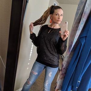 The Limited Black Sheer Shimmer Blouse S